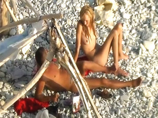 Horny Couple Spied On A Beach