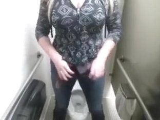 British Girl With Huge Boobs Masturbating In Public Toilet
