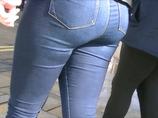 Candid Bubble Butt Teen Tight Blue Jeans