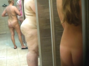 Chubby Mature Hussies Get Caught On Camera Showering