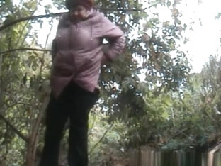 Chubby Granny Caught Pissing Outdoors