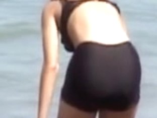 Black Bikini Candid Voyeur Girl On The Crowded Beach 07a