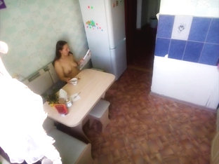 Spying Naked Mother Drinking Coffee And Reading Magazine -mynakedstepmother