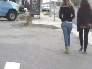 Ass And A Butt In Jeans Walking