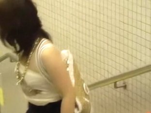 Gorgeous Asian Babe Sharked At Subway With No Panties On