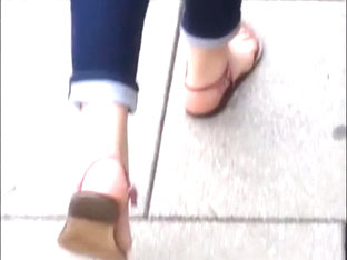 Redhead Chick's Natural Feet In Sandals