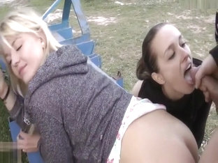 Two Sluts Get Fucked In A Park