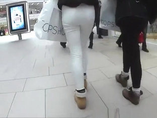 Girls In Tight Jeans Pants Walking In The Street