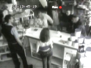 Security Cam Footage Of A Sexy Brunnette Giving Head In A Store