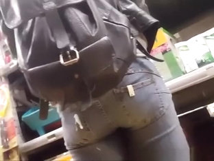 Pervert Dude Cums On Milf's Tight Jeans