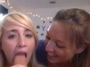 Two Horny College Girls Sucking Penis