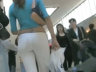 Street Candid Footage With Hot Ass In Sexy White Pants