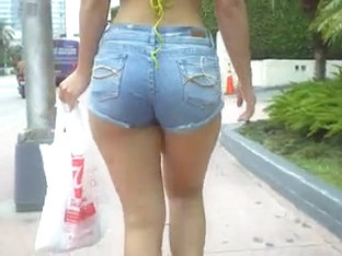 Hot Latina In Pigtails Walking In Miami