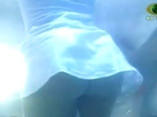 Hot Curvy Brunette In A Tv Show Wearing White Panties Upskirt Porno Vid