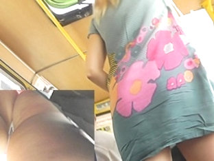 Nice-looking Upskirt Cutie On A Bus