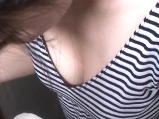 Girl Answering Some Questions Gets A Downblouse