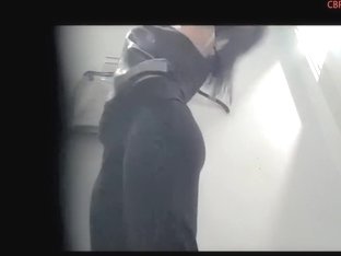 Young Long-haired Brunette Was Recorded On The Spy Camera