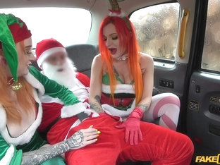 Alexxa Vice And Azura Alii - Horny Santa With A Big Dick Fucks Two Whorish Elfs In His Car
