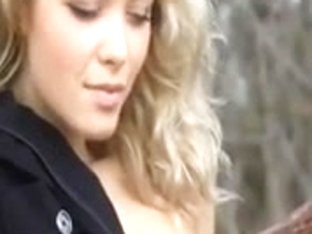 Blonde Stripping And Flashing Her Tits In Public Forest