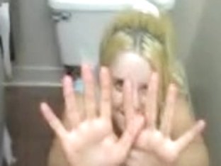 Nice Blonde Teen Caught In A Toilet