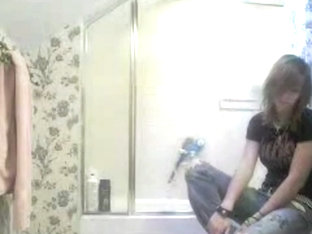 Punk Girl Getting Ready For Shower Sees Hidden Cam