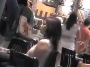 Sexy Brunette Is Spied With A Voyeur's Camera