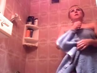 Golden-haired Legal Age Teenager Masturbating In The Bath