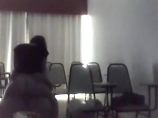 Teachers Rides A Student On A Chair In The Classroom