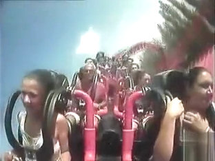 Big Tits Pop Out On The Rollercoaster