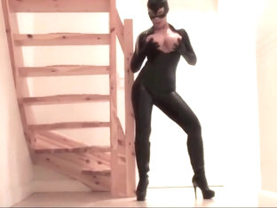 Slut Dressed As Kitty In Latex Catsuit Fucked Creampie