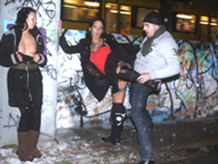 Mareen De Luxe & Tara Trash In Public German Threesome In The Snow - Magmafilm
