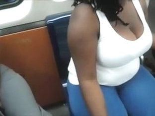 Big Black Tits On The Subway Make Great Cleavage