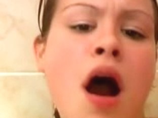 Teen Brunette Nailed And Facialized In The Shower