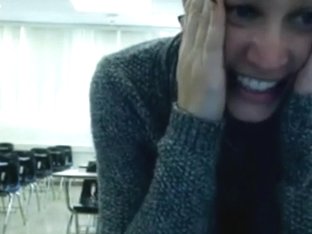Crazy College Student Plays With Herself In Class During Lunchbreak