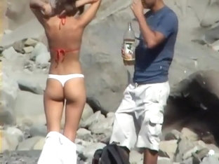 Skinny Girl Removes Her Bikini Bottom