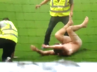 Nude Maniac Runs Around The Football Field