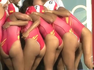 Fit Water Polo Girls In Pink Swimsuits