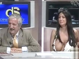 Italian Woman Flashes Her Giant Tits On Tv Show