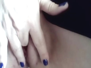 Fingering Her Shaved Pussy Closeup