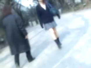 Naughty Man Sharking Asian College Girl Skirt In The Street