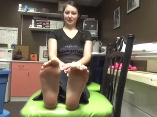 Brunette Girl Takes Off Her Socks To Show These Pretty Feet