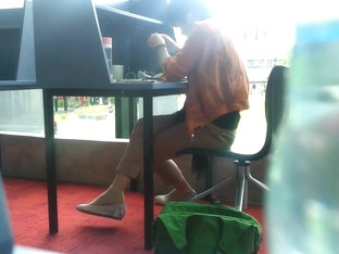 Candid Asian Milf Shoeplay Dangling Feet At Library