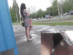 Two Girlfriends Caught In The Outdoor And Bus Upskirts