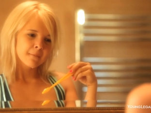 Petite Blonde Can't Easily Skip Her Morning Masturbation Routine, Because It Feels So Fucking.