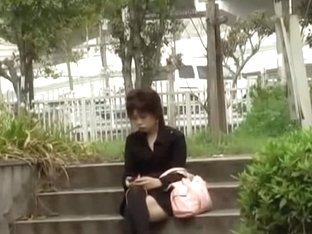 Hot Asian Babe In Socks Got Skirt Sharked In Her Fav Park
