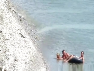 Nudist Couple Fucking In The Water And Shore