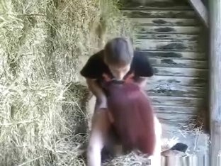 Redhead Girl Has Oral And Doggystyle Sex In The Hay