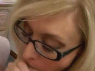 Blonde Mom In Glasses Licking Stiff Boner