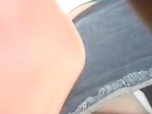 Young sweetheart in jeans in upskirt amateur video