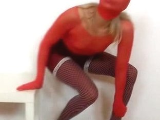 Distorted Nylon Mask Face And Stunning Legs